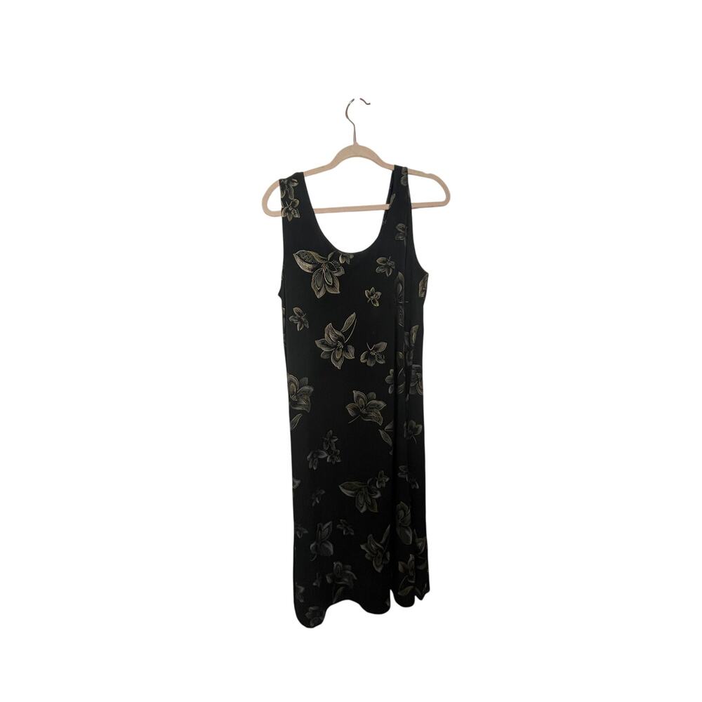 Vintage Hugs & Kisses Dainty Cottage Boho Plus Black Maxi Bodycon Slip Dress 3XL - Picture 2 of 6